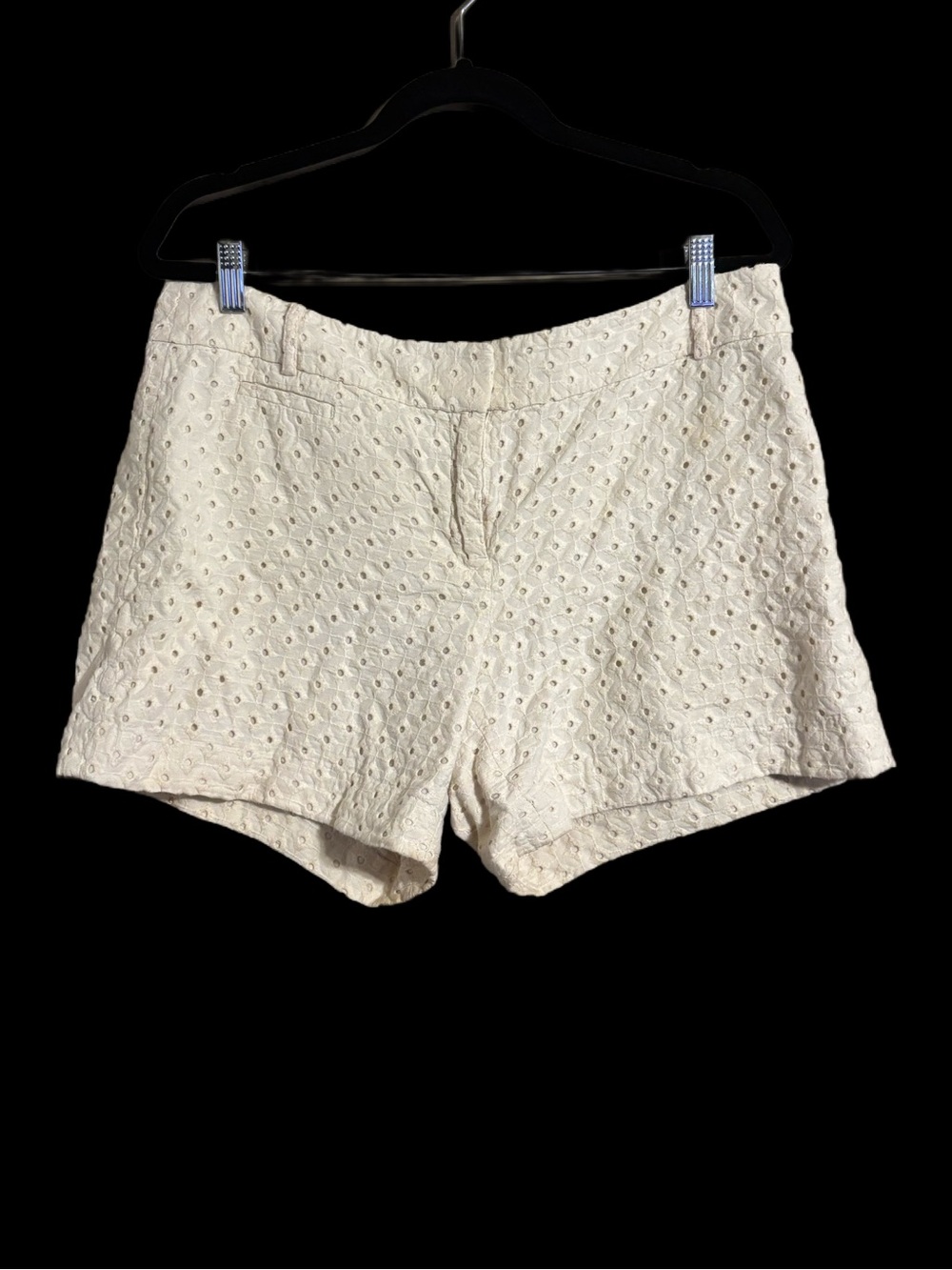 Ann Taylor Loft Women’s Cream Lacey Cut Out Shorts 6” Size 12